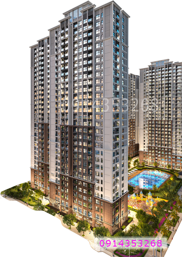 Chung cư toaf The Paris Vinhomes phối cảnh mặt trước