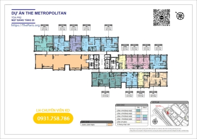 Tổng mặt bằng tầng 20 tòa PR2 The Paris