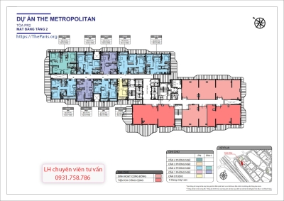 Tổng mặt bằng tầng 2 tòa PR2
