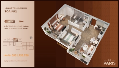 Thiết kế 3D căn 08 tòa PR2