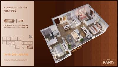 Thiết kế 3D căn 14 tòa PR2