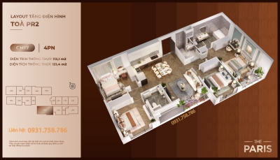 Thiết kế 3D căn 17 tòa PR2